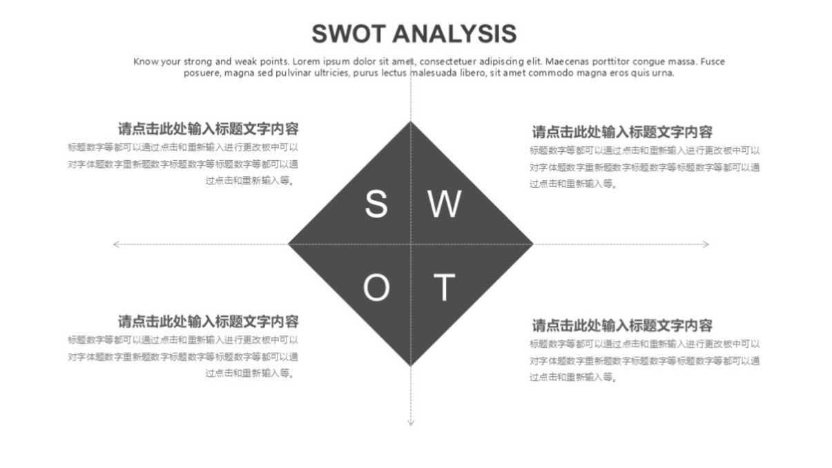 灰色SWOT分析图表