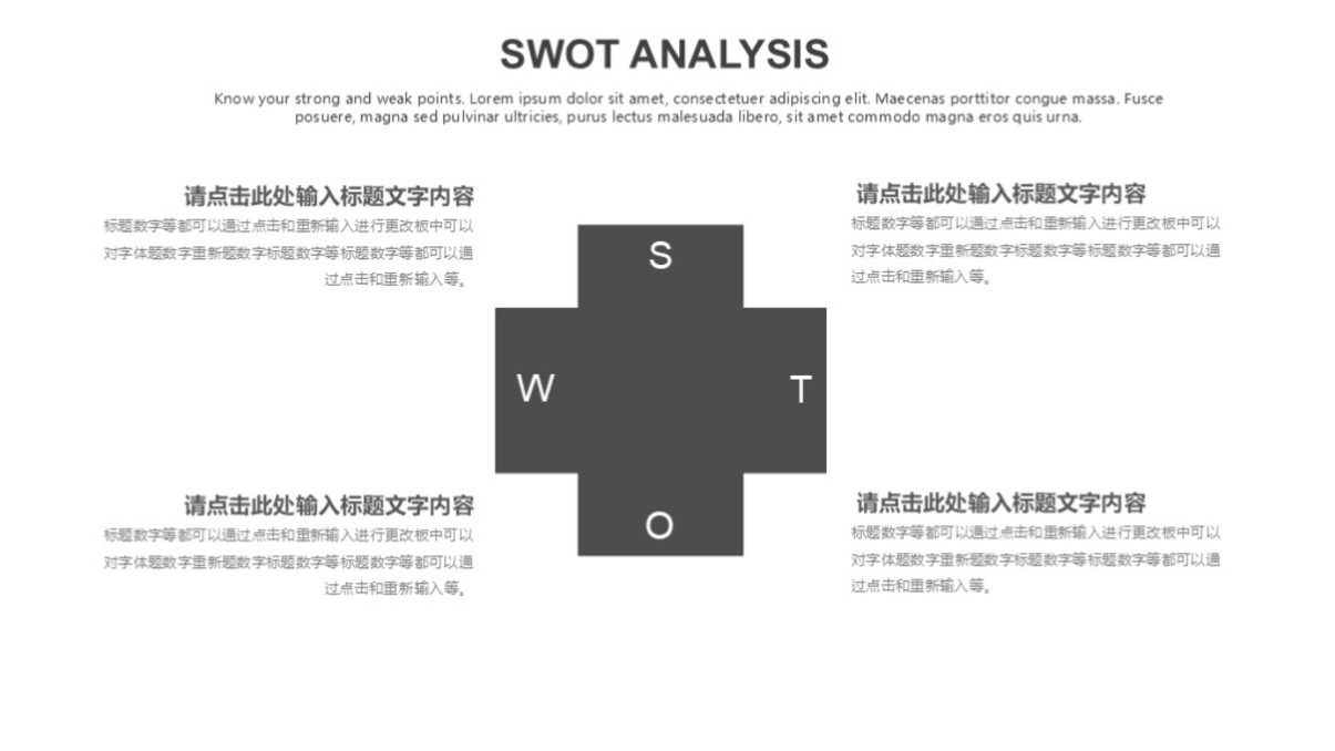 灰色SWOT分析图表