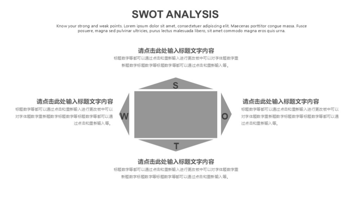 灰色SWOT分析图表