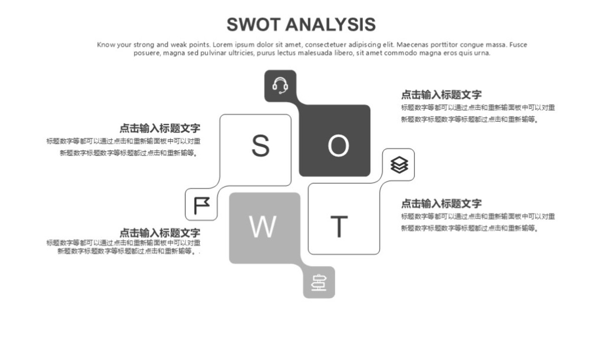 灰色SWOT分析图表